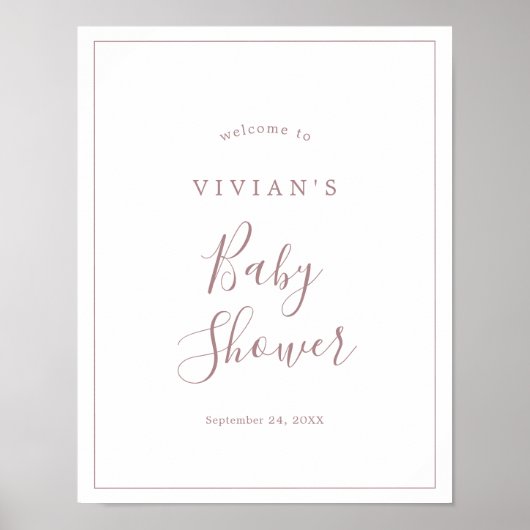 Minimalistische Rose Gold Baby Dusche Willkommensp Poster (Vorne)