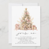 Minimalistische Rose Gold Blush Weihnachts-Party Einladung (Vorderseite)