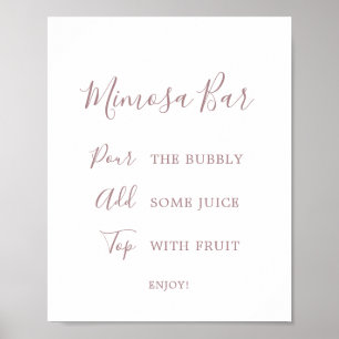 Minimalistische Rose Gold Brautparty Mimosa Bar Si Poster