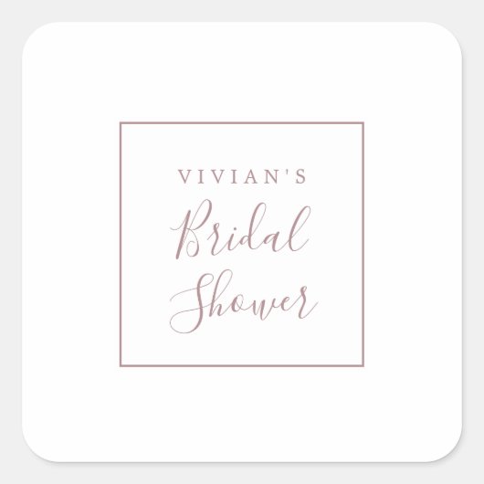 Minimalistische Rose Gold Brautparty Umschlag Aufk Quadratischer Aufkleber (Vorderseite)
