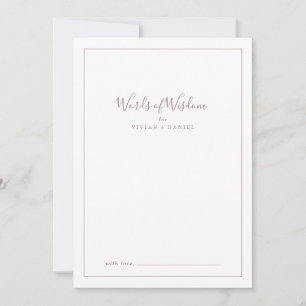 Minimalistische Rose Gold Brautparty Worte der Wei Hinweiskarte