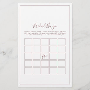 Minimalistische Rose Gold Bridal Bingo Game Flyer