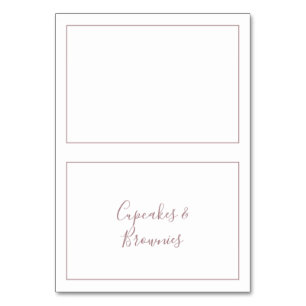 Minimalistische Rose Gold Buffet Food Labels Tischnummer