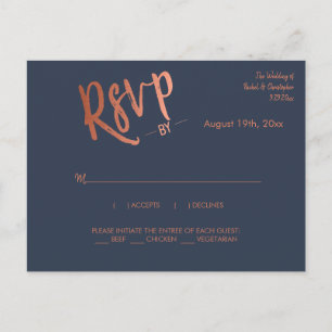 Minimalistische Rose Gold Calligraphy Response Postkarte