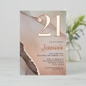 Minimalistische Rose Gold Chic Wasserfarbe 21. Geb Folieneinladung (Stehend vorne)