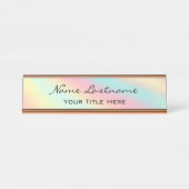 Minimalistische Rose Gold Custom Elegant Holograph Schreibtischnamensplakette (Vorderseite )