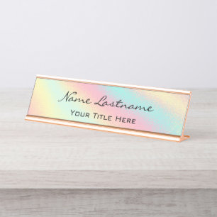 Minimalistische Rose Gold Custom Elegant Holograph Schreibtischnamensplakette