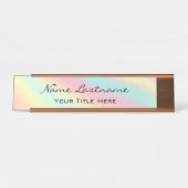 Minimalistische Rose Gold Custom Elegant Holograph Schreibtischnamensplakette (Vorderseite )