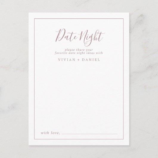 Minimalistische Rose Gold Date Postkarte (Vorderseite)