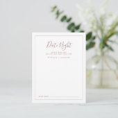 Minimalistische Rose Gold Date Postkarte (Stehend Vorderseite)