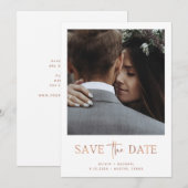 Minimalistische Rose Gold | Ein Foto Save The Date (Vorne/Hinten)