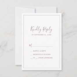 Minimalistische Rose Gold Einfache RSVP-Karte RSVP Karte