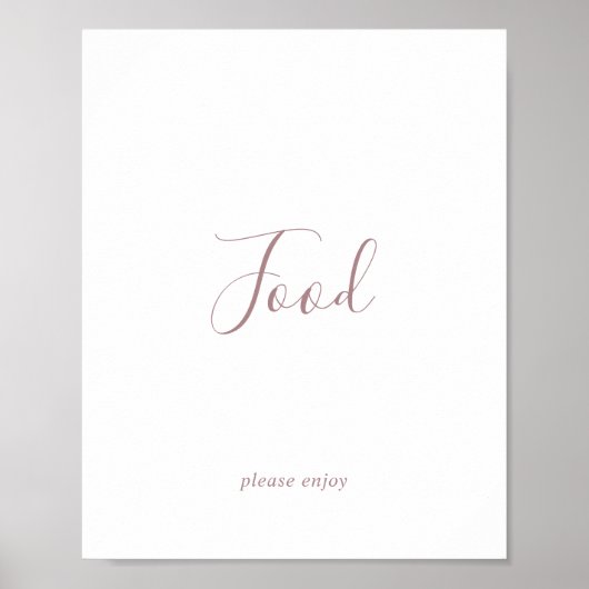 Minimalistische Rose Gold Food Table Sign Poster (Vorne)