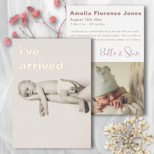 Minimalistische Rose Gold Foto Baby Ankündigung