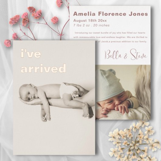Minimalistische Rose Gold Foto Baby Ankündigung