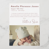 Minimalistische Rose Gold Foto Baby Ankündigung (Rückseite)