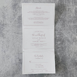 Minimalistische Rose Gold Foto Hochzeit in einem Dreifach Gefaltete Einladung