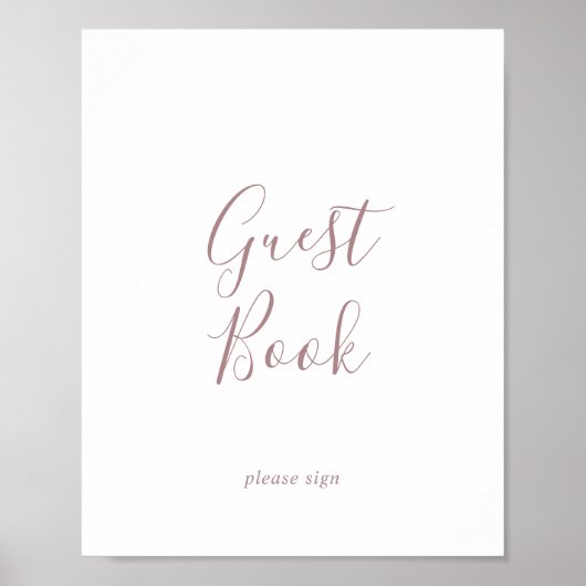 Minimalistische Rose Gold Gast Book Sign Poster (Vorne)