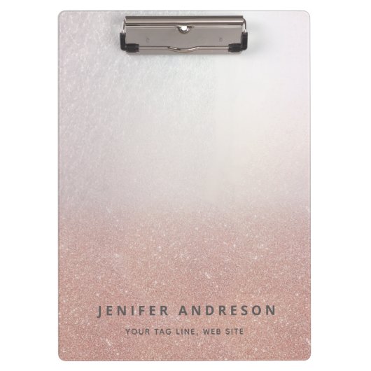 Minimalistische Rose Gold Glitzer ombre einfache T Klemmbrett (Vorderseite)