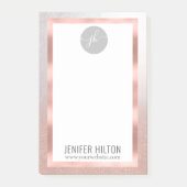 Minimalistische Rose Gold Glitzer ombre monogramm Post-it Klebezettel (Vorderseite)