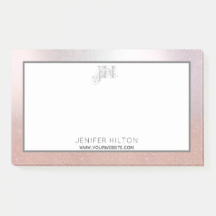 Minimalistische Rose Gold Glitzer ombre monogramm Post-it Klebezettel