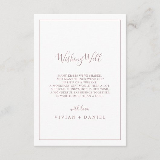 Minimalistische Rose Gold Hochzeitskarte Begleitkarte (Vorderseite)