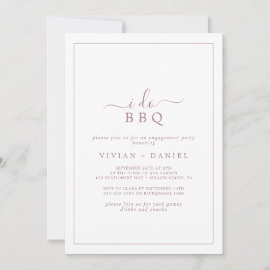 Minimalistische Rose Gold I GRILLEN Engagement Par Einladung (Vorderseite)
