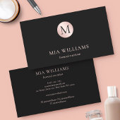 Minimalistische Rose Gold in der Schwarzmonogramm- Visitenkarte