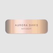 Minimalistische Rose Gold Modernes Geschäft Namensschild (Vorderseite)
