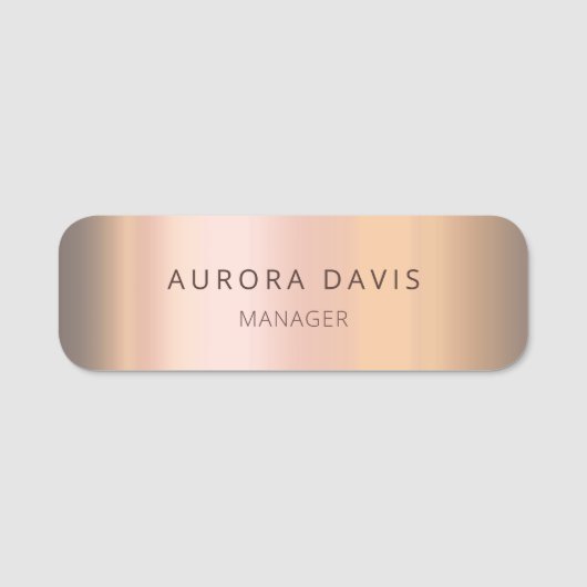 Minimalistische Rose Gold Modernes Geschäft Namensschild (Vorderseite)