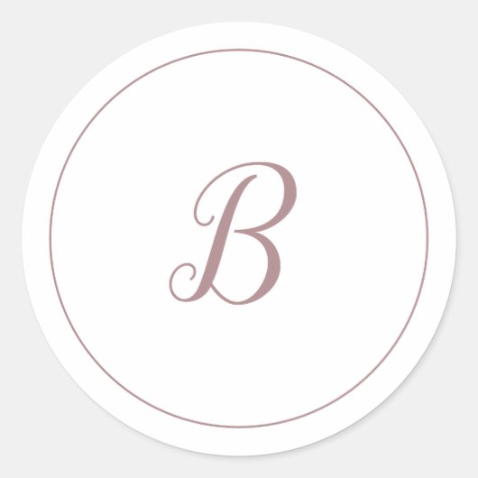 Minimalistische Rose Gold Monogram Umschlag Aufkle Runder Aufkleber (Vorderseite)