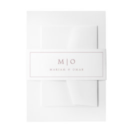 Minimalistische Rose Gold Monogram Wedding Einladungsbanderole