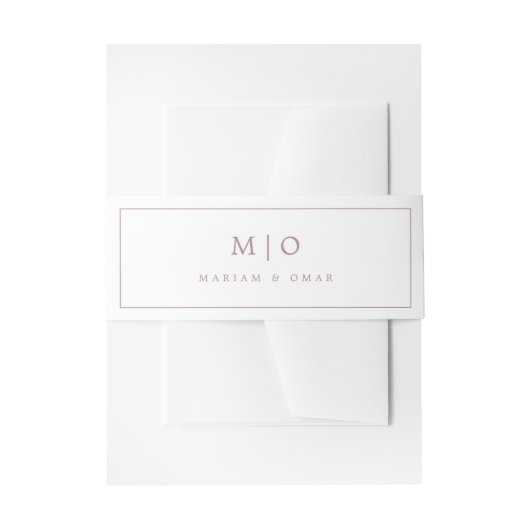 Minimalistische Rose Gold Monogram Wedding Einladungsbanderole (Vorderseite Beispiel)