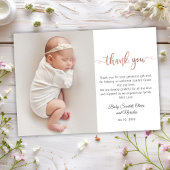 Minimalistische Rose Gold Script Baby Foto Vielen Postkarte