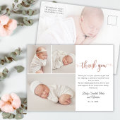Minimalistische Rose Gold Script Baby Foto Vielen  Postkarte