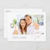 Minimalistische Rose Gold Script Foto Save the Dat Postkarte (Vorne/Hinten)