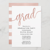 Minimalistische Rose Gold Script Graduation Party Einladung (Vorne/Hinten)