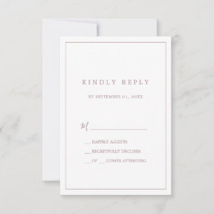 Minimalistische Rose Gold Typografie Einfache RSVP Karte