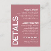 Minimalistische Rose Gold Typografie Hochzeitdetai Begleitkarte (Vorderseite)