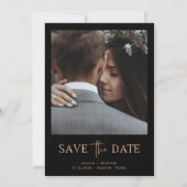 Minimalistische Rose Gold und Schwarz | Ein Foto Save The Date (Vorderseite)