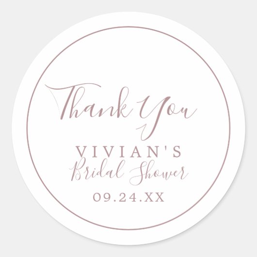Minimalistische Rose Gold Vielen Dank Brautparty G Runder Aufkleber (Vorderseite)