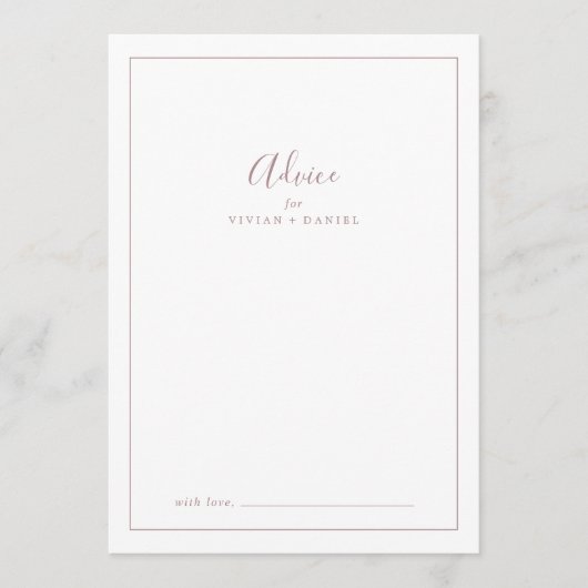 Minimalistische Rose Gold Wedding Advice Card Hinweiskarte (Vorderseite)