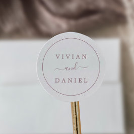 Minimalistische Rose Gold Wedding Umschlag Aufkleb Runder Aufkleber