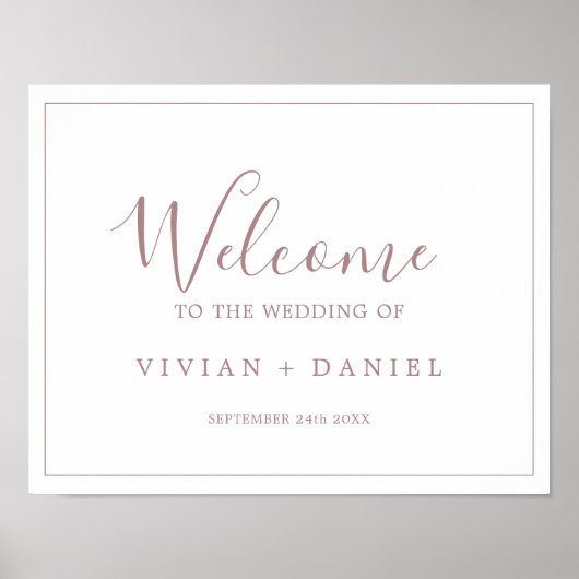 Minimalistische Rose Gold Wedding Welcome Poster (Vorne)