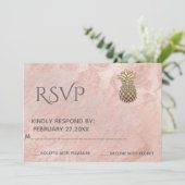 Minimalistische Rose Goldmarmor Ananas RSPV Einladung (Stehend Vorderseite)