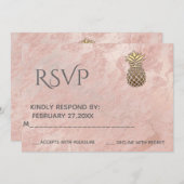 Minimalistische Rose Goldmarmor Ananas RSPV Einladung (Vorne/Hinten)