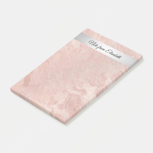 Minimalistische Rose Goldmarmor Silberstreifen Post-it Klebezettel (angewinkelt)