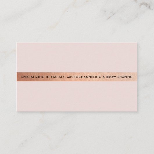 MINIMALISTISCHE Rose Goldstreifen Visitenkarte (Rückseite)