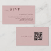 Minimalistische Rose Hochzeit QR Code UAWG Begleitkarte (Vorne/Hinten)