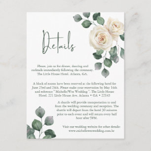 Minimalistische Rose Hochzeitsdetails Begleitkarte